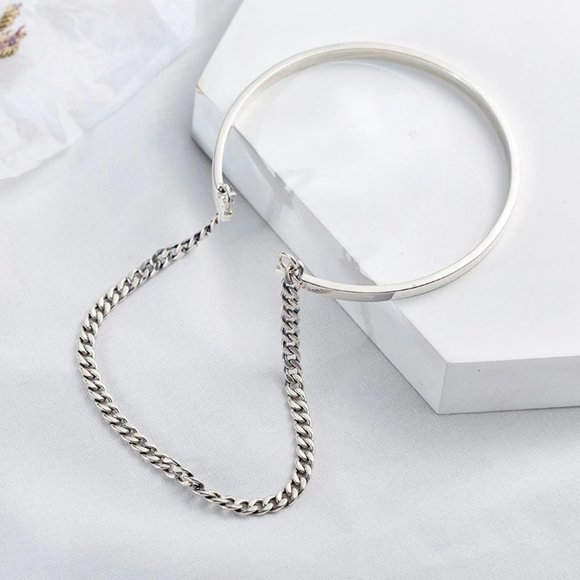 *NEW 925 Sterling Silver Layered Chain Cuff - Picture 7 of 10